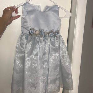 Toddler fancy blue flower girl dress